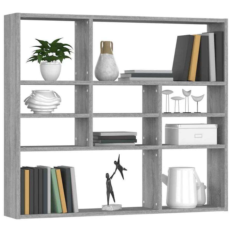 Étagère murale Sonoma gris 90x16x78 cm Bois ingénierie - 3