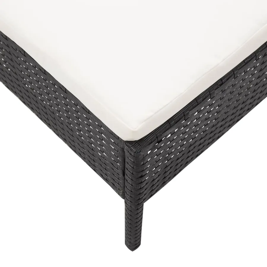 Salon de jardin 3 pcs avec coussins Résine tressée Noir - 12