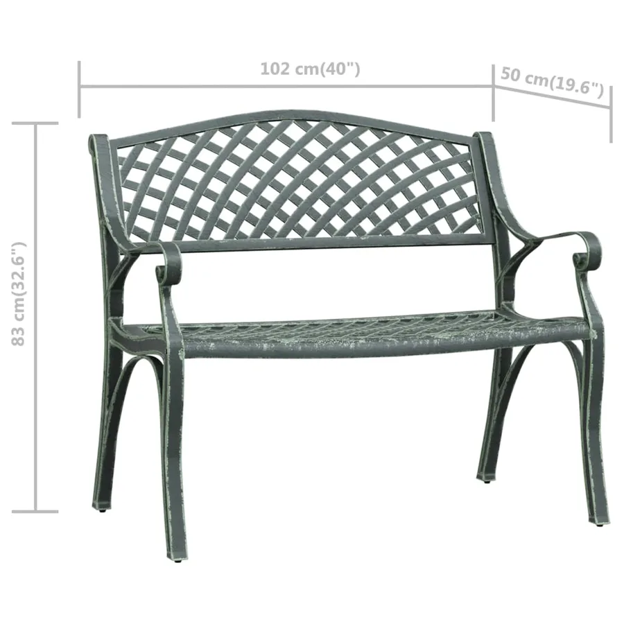 Banc de jardin 102 cm Aluminium coulé Vert - 7