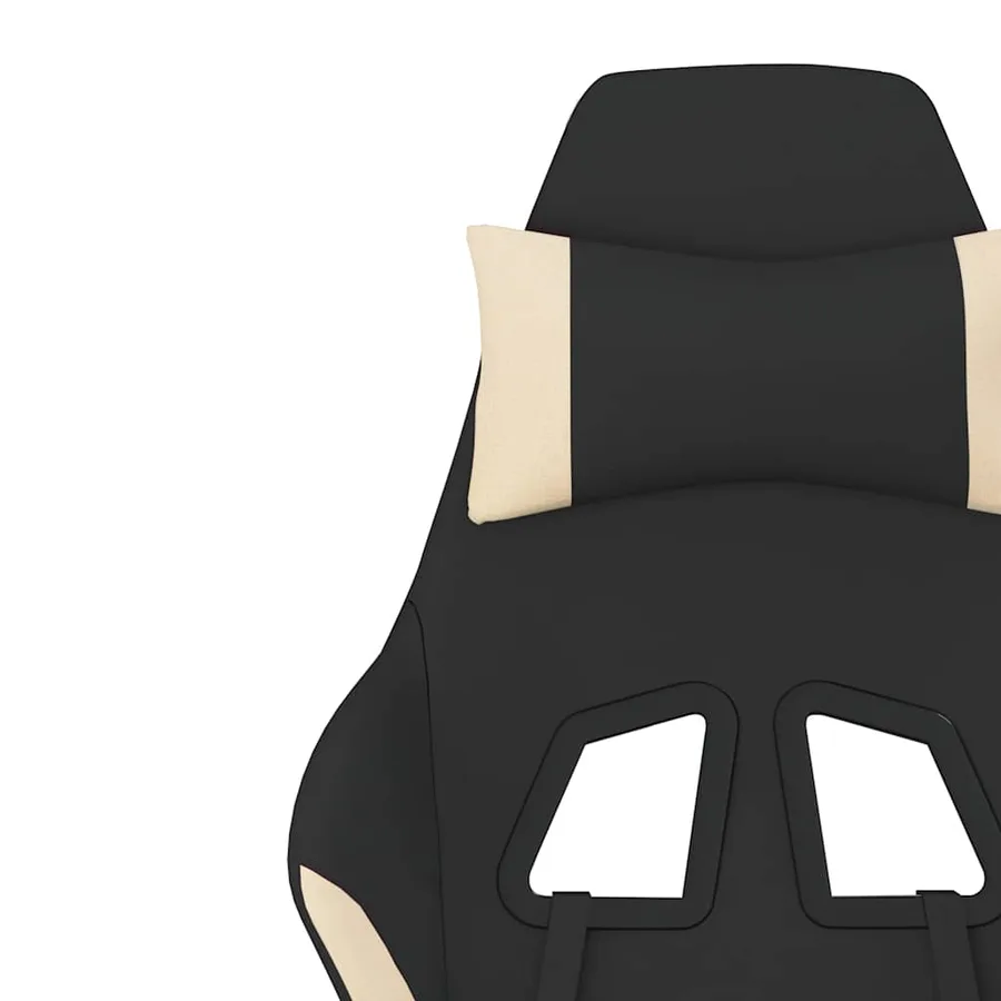 Chaise de jeu de massage avec repose-pied Noir et crème Tissu - 10