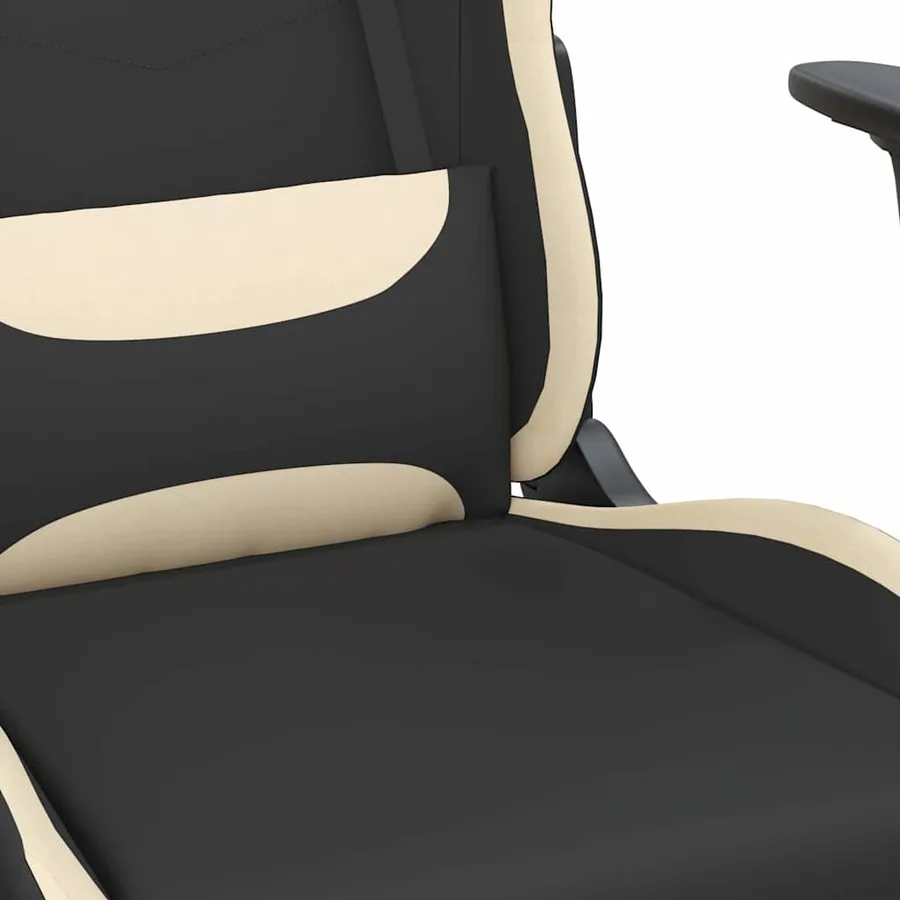 Chaise de jeu de massage avec repose-pied Noir et crème Tissu - 7