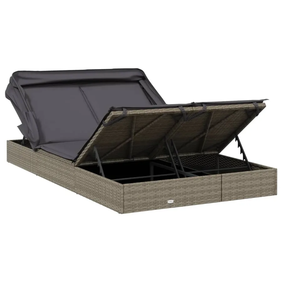 Transat 2 places avec toit pliable gris 213x118x97 cm - 10