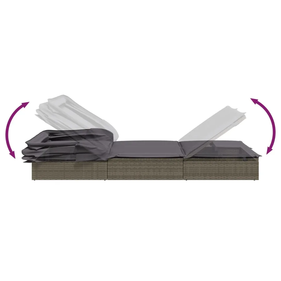 Transat 2 places avec toit pliable gris 213x118x97 cm - 11