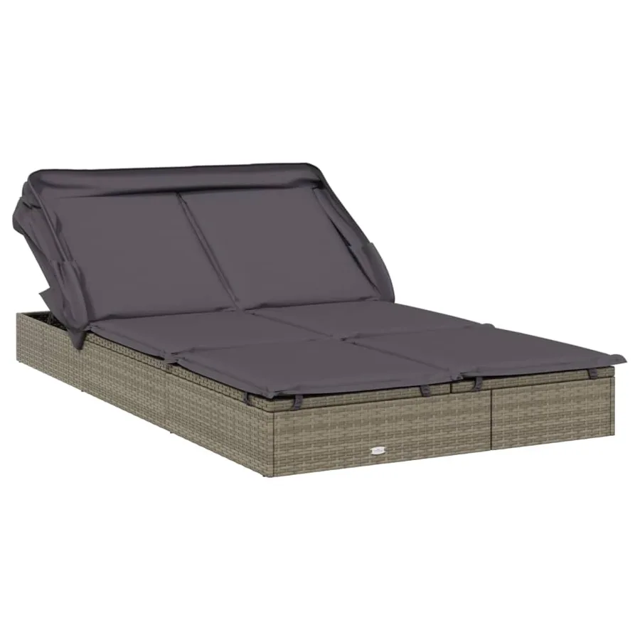Transat 2 places avec toit pliable gris 213x118x97 cm - 2