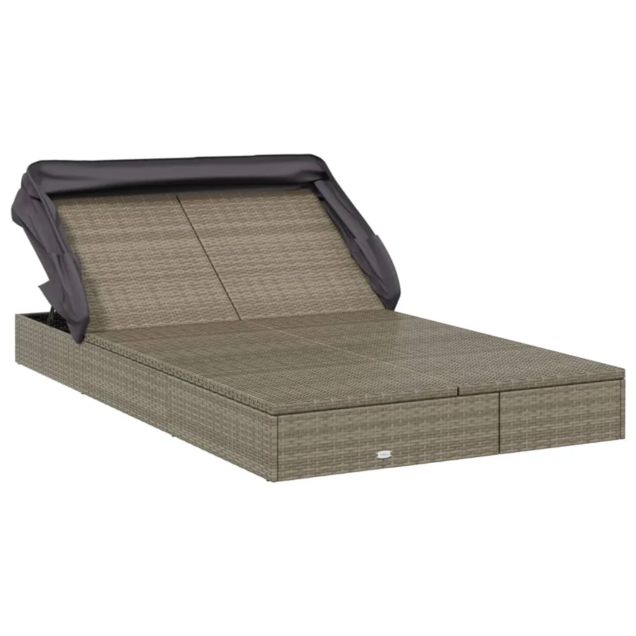 Transat 2 places avec toit pliable gris 213x118x97 cm - 3