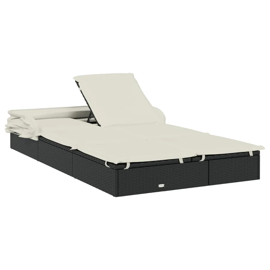 Transat 2 places avec toit pliable gris 213x118x97 cm - 35