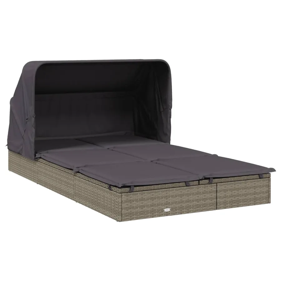 Transat 2 places avec toit pliable gris 213x118x97 cm - 4