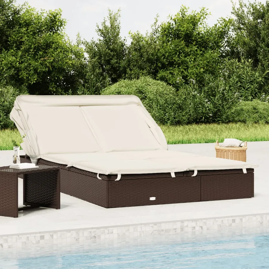 Transat 2 places avec toit pliable gris 213x118x97 cm - 40