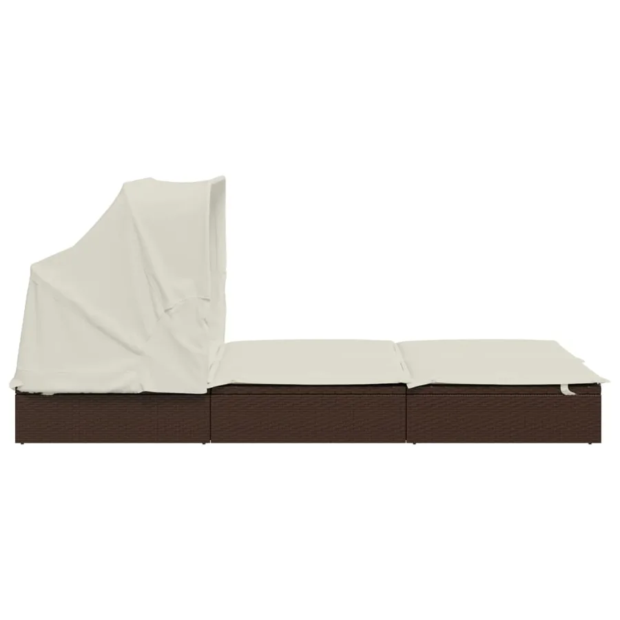Transat 2 places avec toit pliable gris 213x118x97 cm - 46