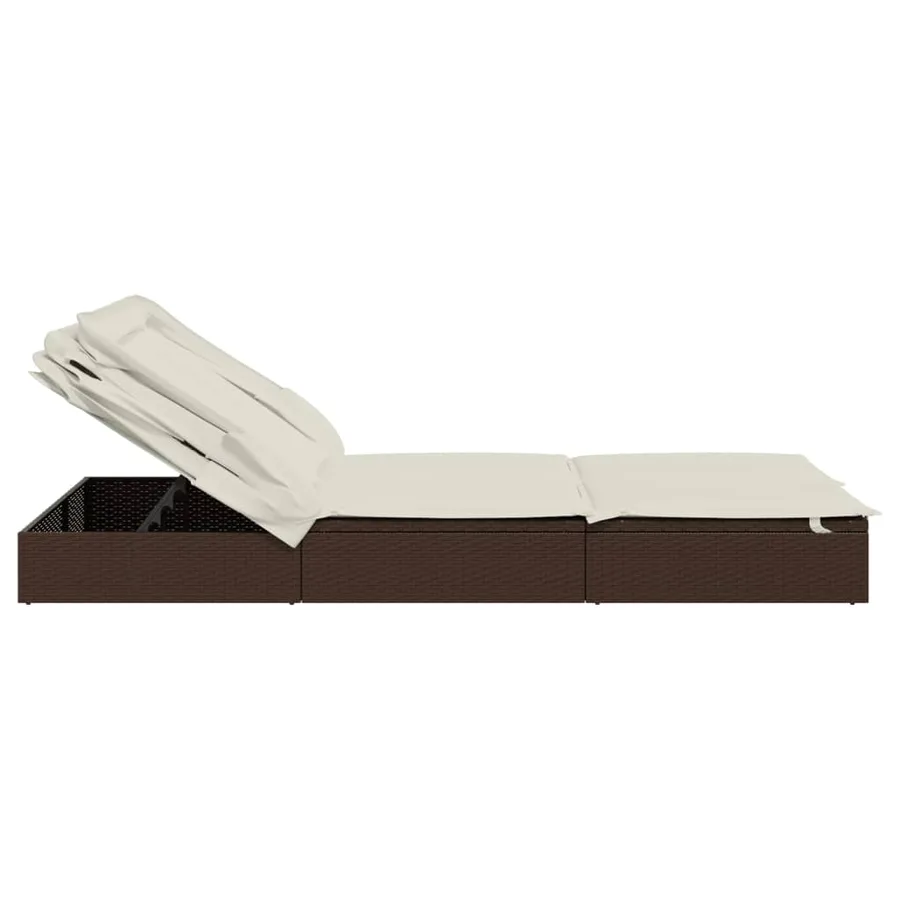 Transat 2 places avec toit pliable gris 213x118x97 cm - 47