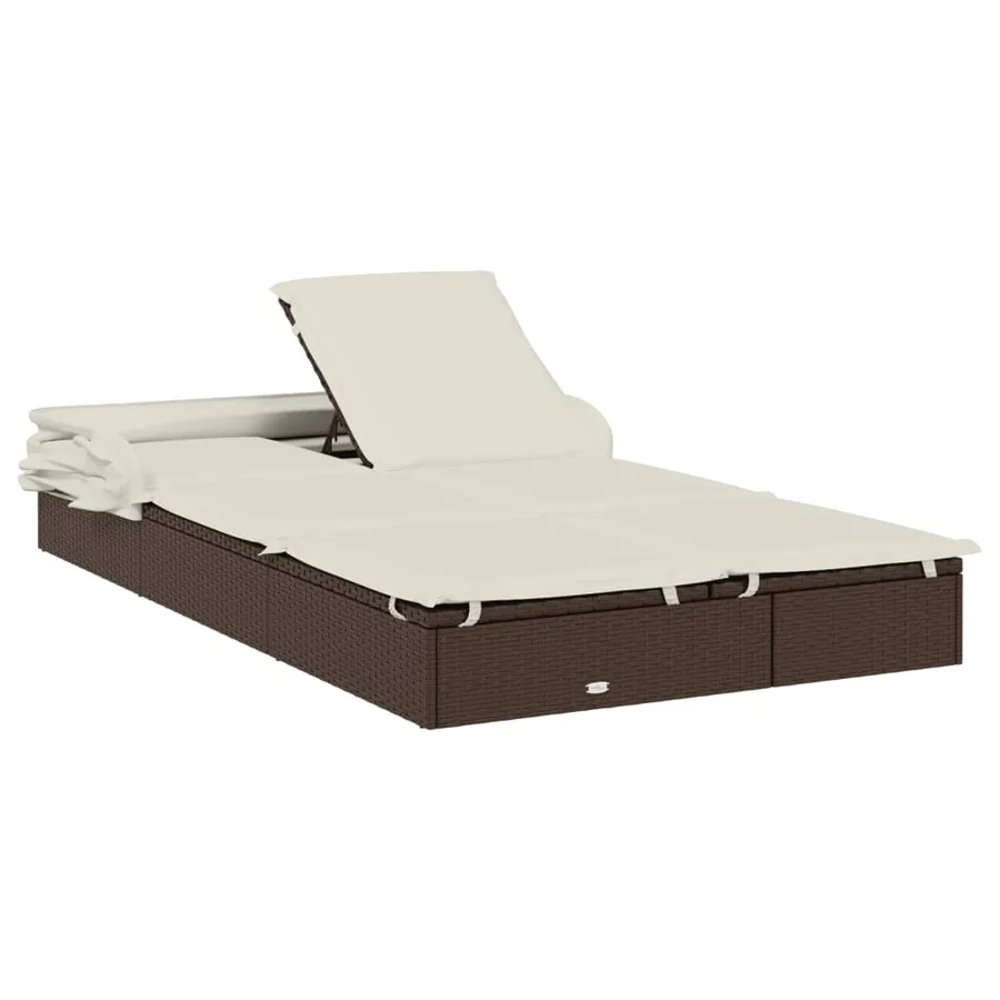 Transat 2 places avec toit pliable gris 213x118x97 cm - 48