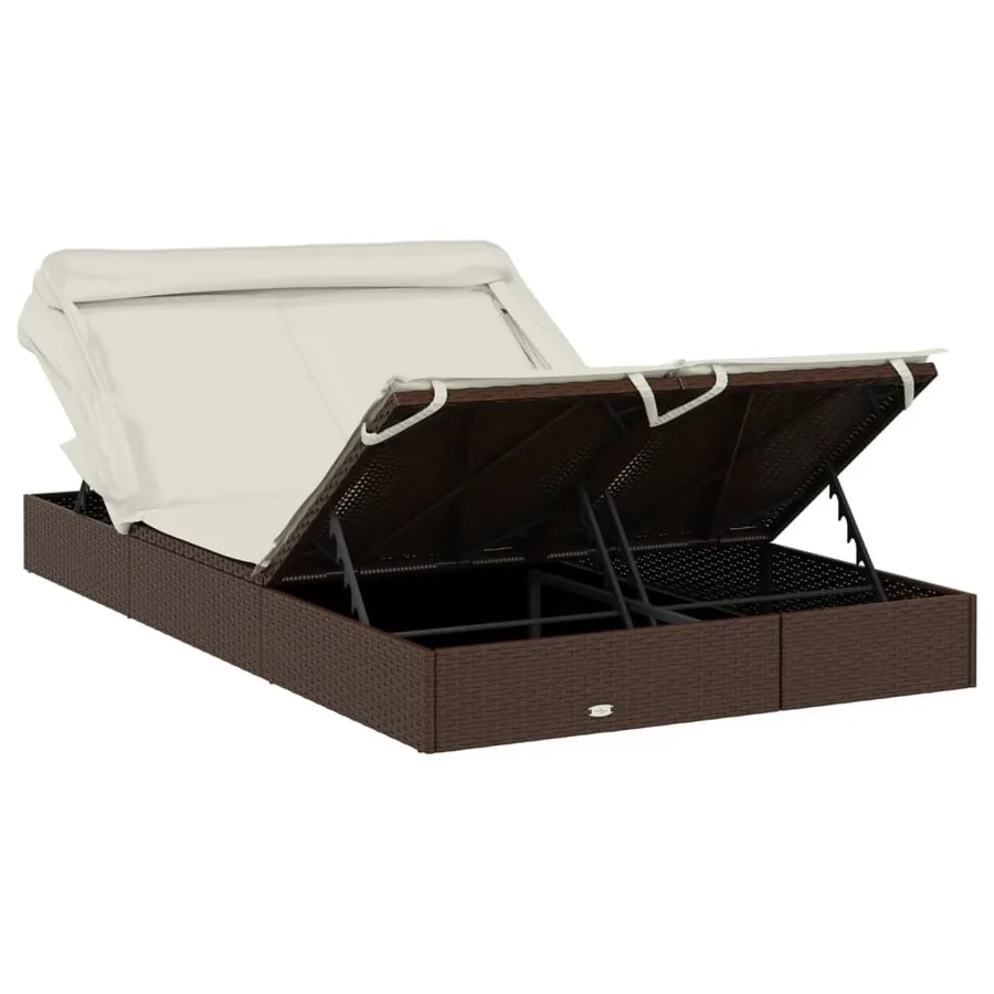 Transat 2 places avec toit pliable gris 213x118x97 cm - 49