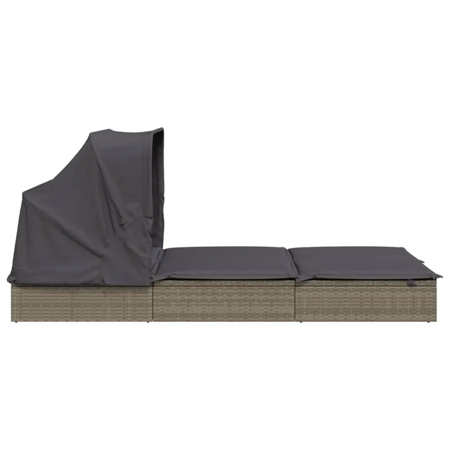 Transat 2 places avec toit pliable gris 213x118x97 cm - 8