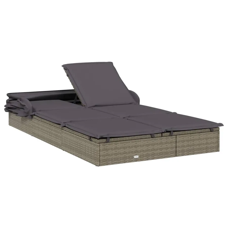 Transat 2 places avec toit pliable gris 213x118x97 cm - 9