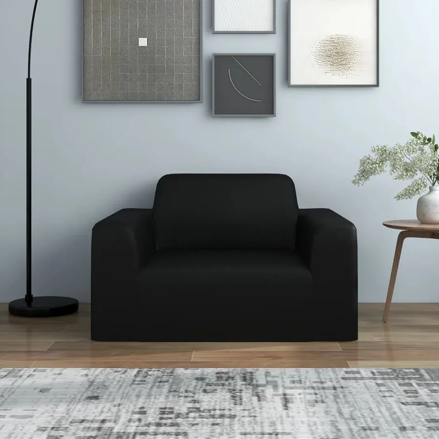 Housse extensible de canapé Noir Jersey de polyester