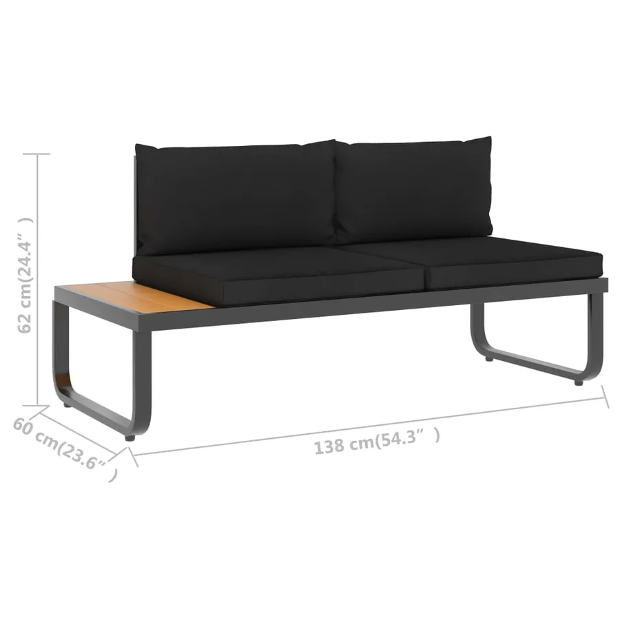 Canapés d'angle de jardin 4 pcs et coussins Aluminium et WPC - 12