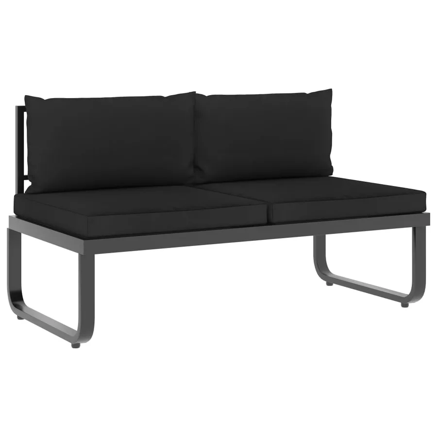 Canapés d'angle de jardin 4 pcs et coussins Aluminium et WPC - 6