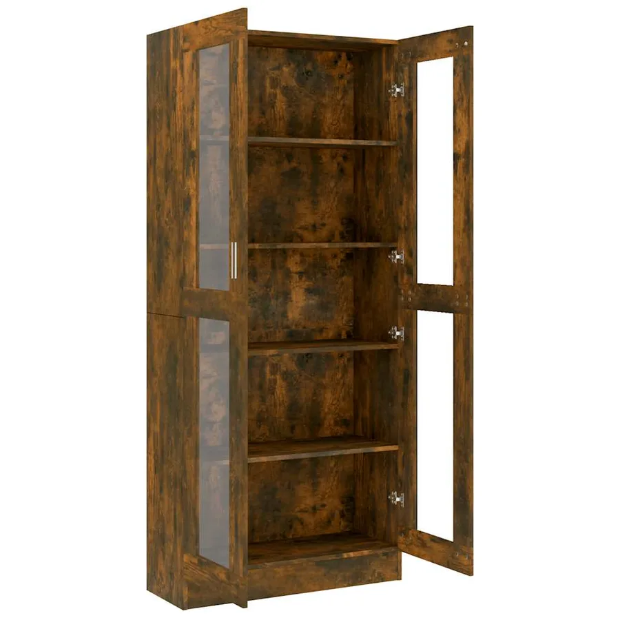 Armoire à vitrine Chêne fumé 82,5x30,5x185 cm Bois ingénierie - 5