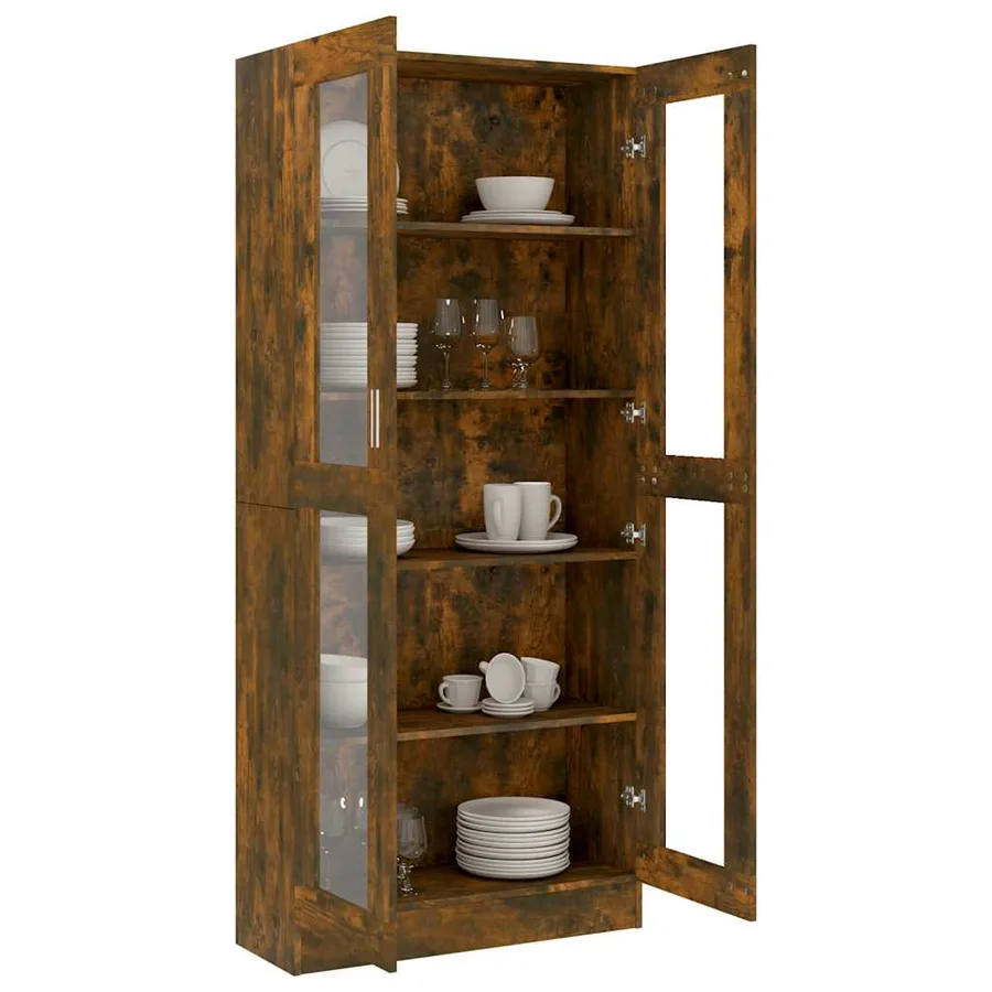 Armoire à vitrine Chêne fumé 82,5x30,5x185 cm Bois ingénierie - 7