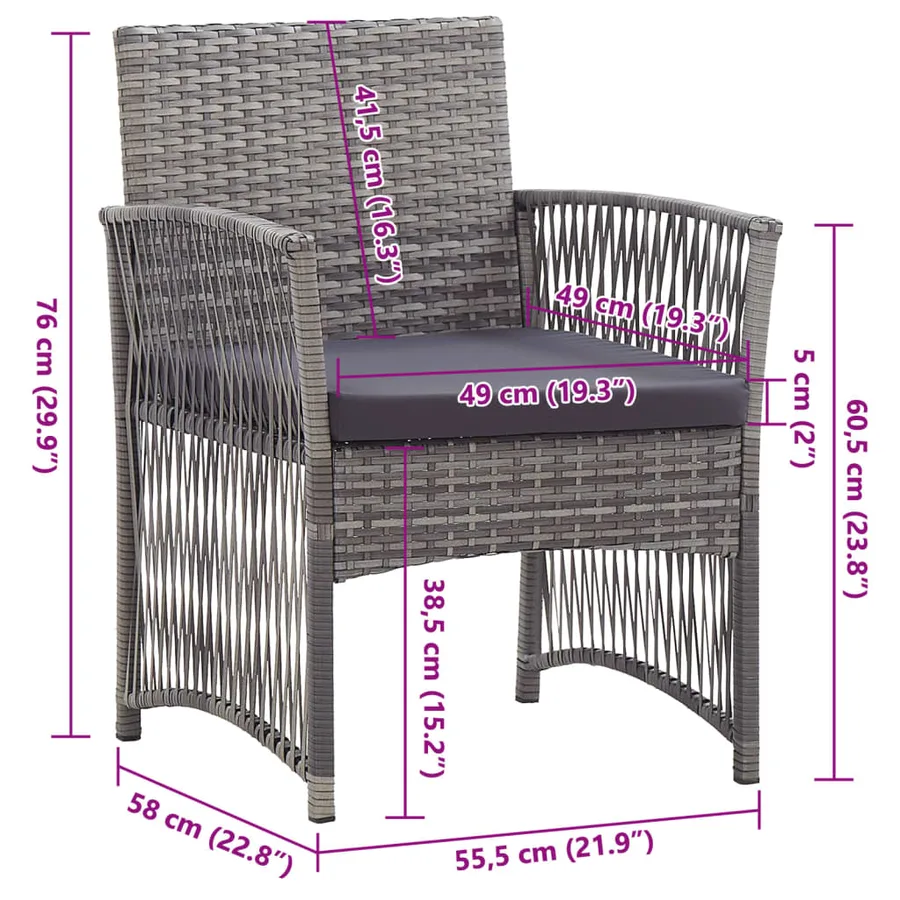 Fauteuils de jardin coussins lot de 2 Anthracite Résine tressée - 8