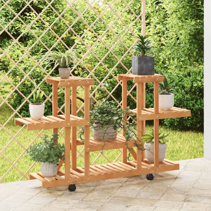 Support à fleurs avec roues 110x25x78 cm bois massif de sapin