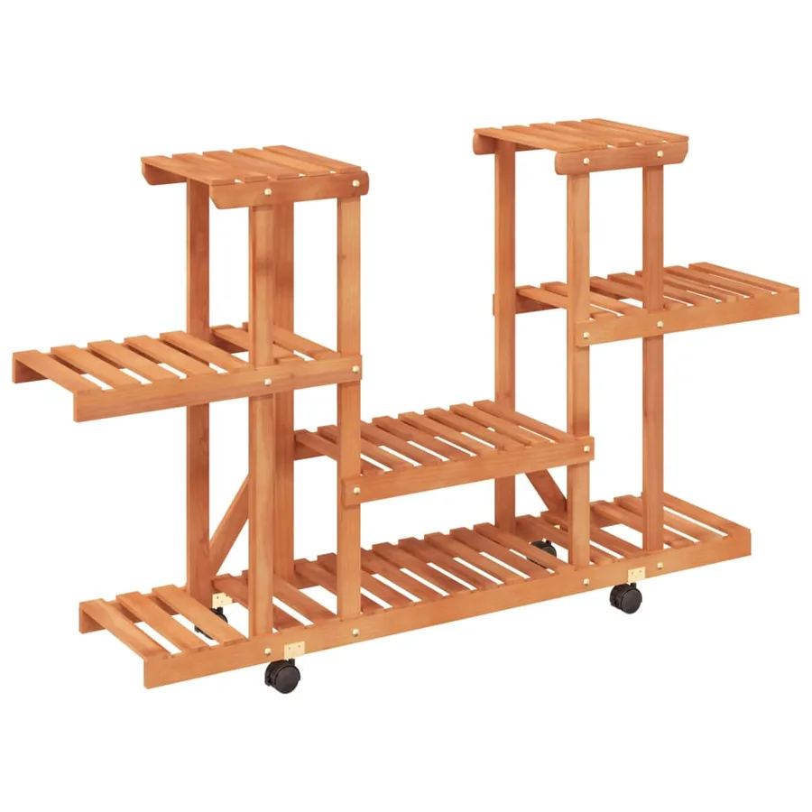 Support à fleurs avec roues 110x25x78 cm bois massif de sapin - 2
