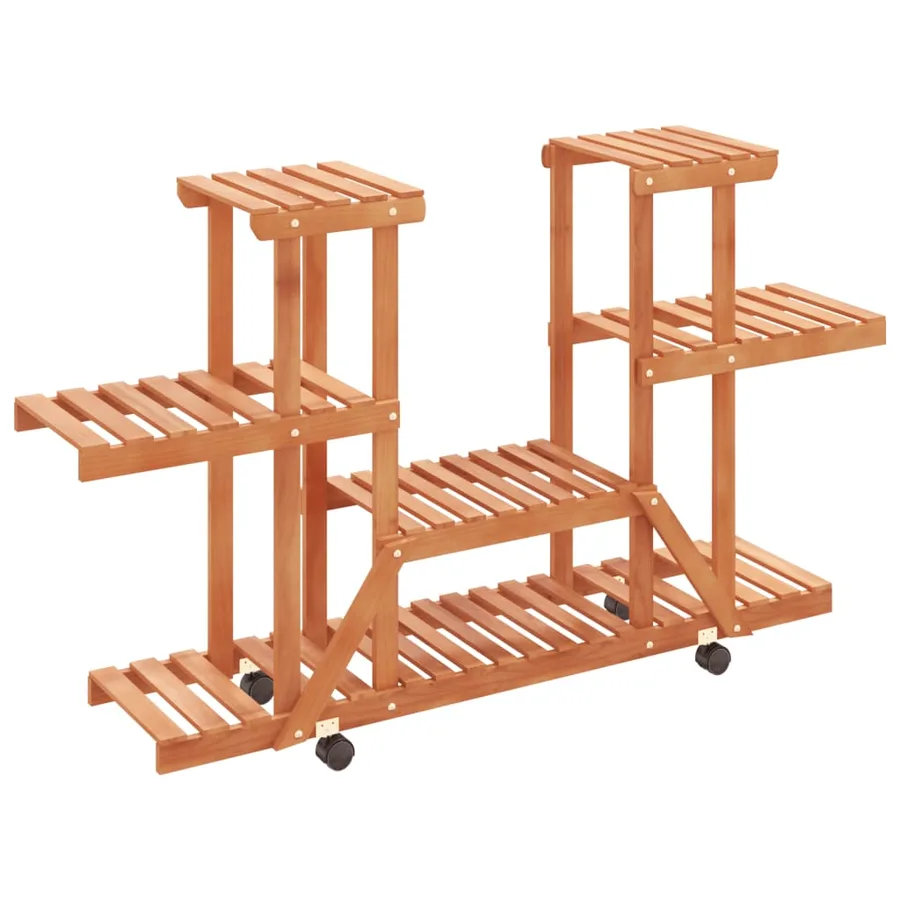 Support à fleurs avec roues 110x25x78 cm bois massif de sapin - 4