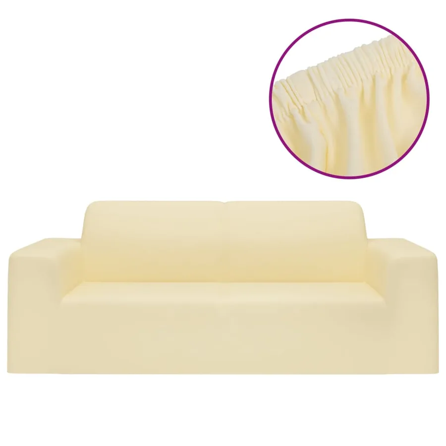Housse extensible de canapé 2 places Crème Jersey de polyester - 2