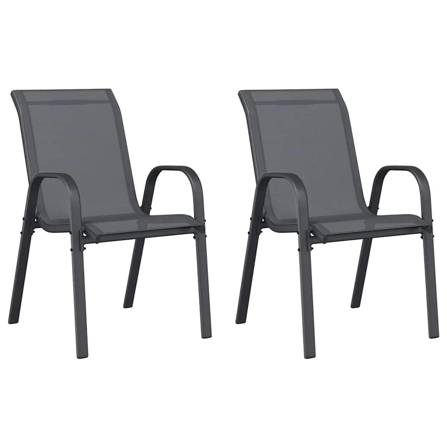 Chaises empilables de jardin lot de 2 Gris Tissu textilène - 2