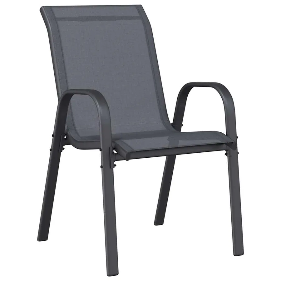 Chaises empilables de jardin lot de 2 Gris Tissu textilène - 5