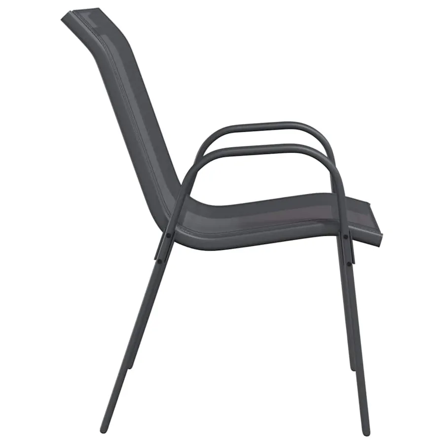 Chaises empilables de jardin lot de 2 Gris Tissu textilène - 6