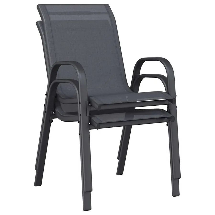 Chaises empilables de jardin lot de 2 Gris Tissu textilène - 8