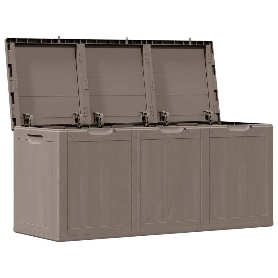Boîte de rangement de jardin 270 L Marron PP aspect bois - 3