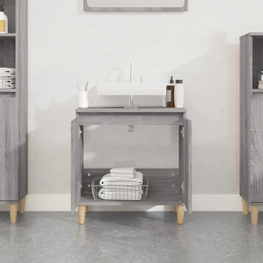 Meuble d'évier sonoma gris 58x33x60 cm bois d'ingénierie - 3