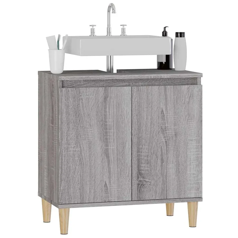 Meuble d'évier sonoma gris 58x33x60 cm bois d'ingénierie - 4