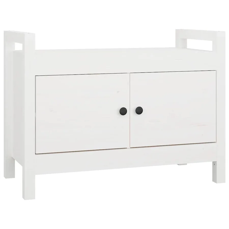 Banc d'entrée Blanc 80x40x60 cm Bois de pin massif - 2