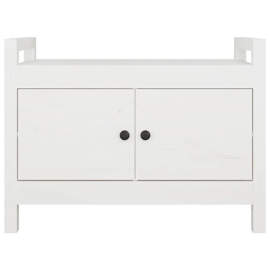 Banc d'entrée Blanc 80x40x60 cm Bois de pin massif - 3