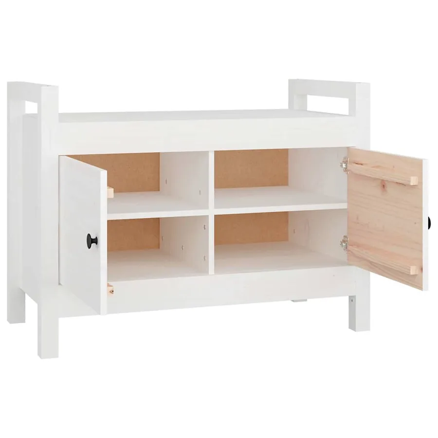Banc d'entrée Blanc 80x40x60 cm Bois de pin massif - 4