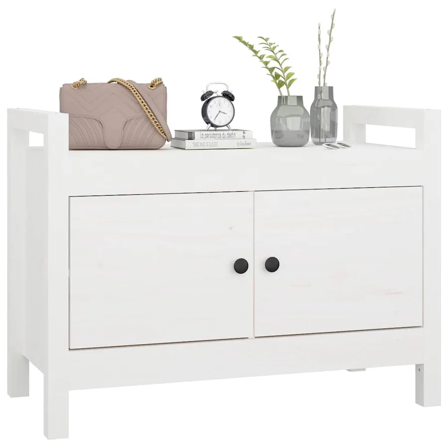 Banc d'entrée Blanc 80x40x60 cm Bois de pin massif - 8