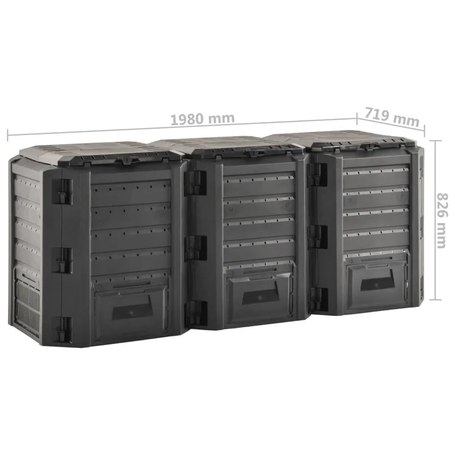 Composteur de jardin Noir 1200 L - 5