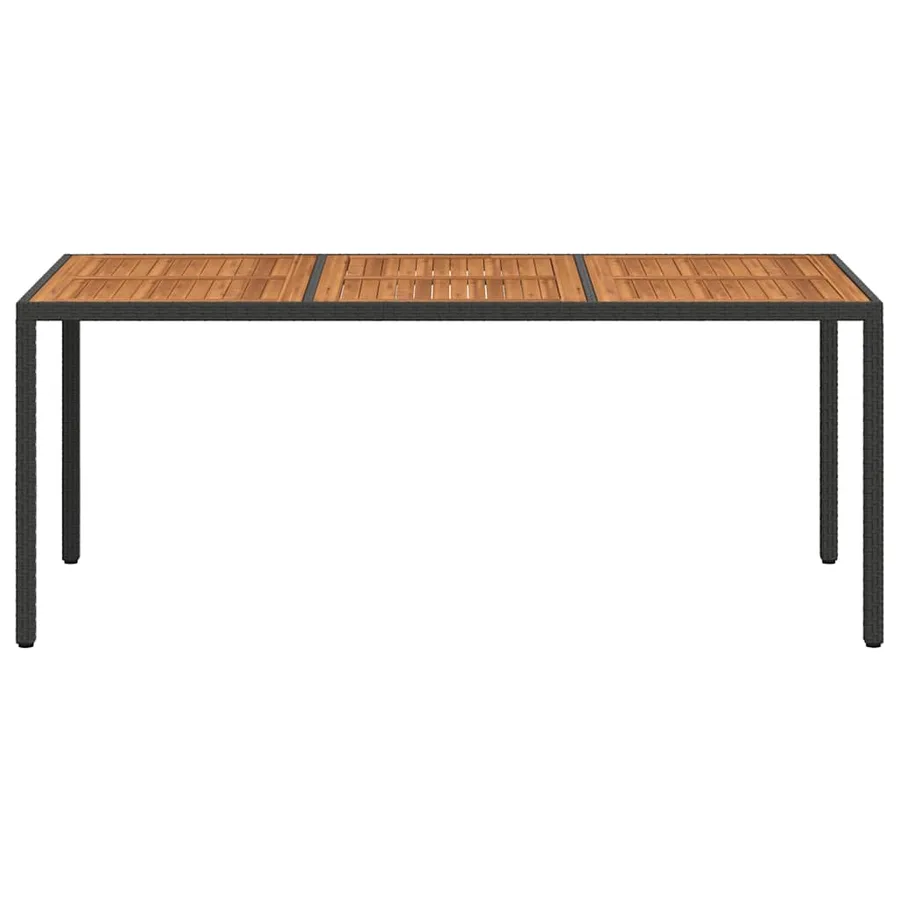 Table de jardin 190x90x75 cm Résine tressée et bois acacia Noir - 3