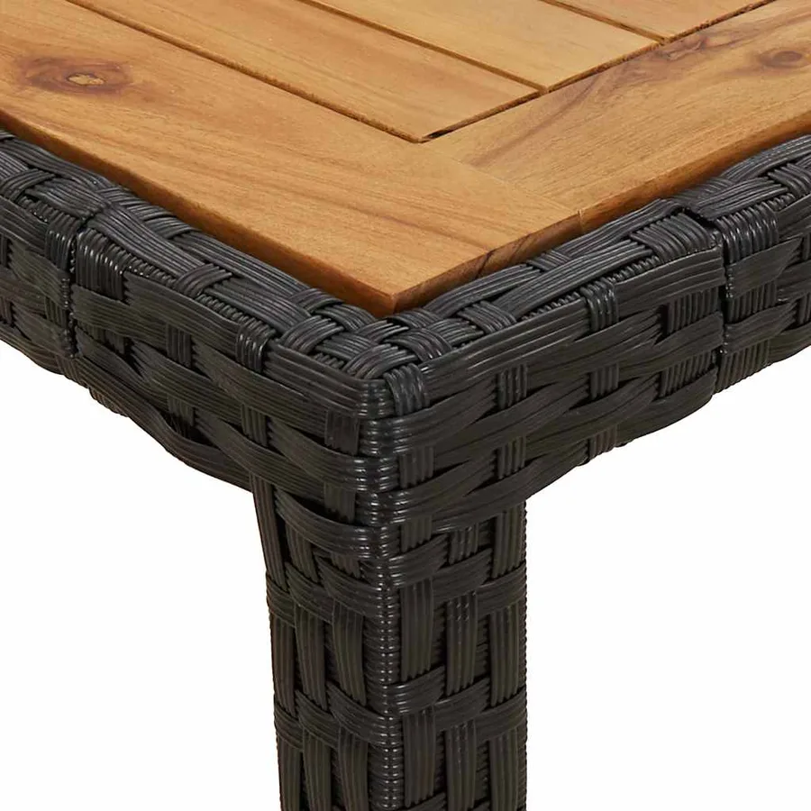 Table de jardin 190x90x75 cm Résine tressée et bois acacia Noir - 6