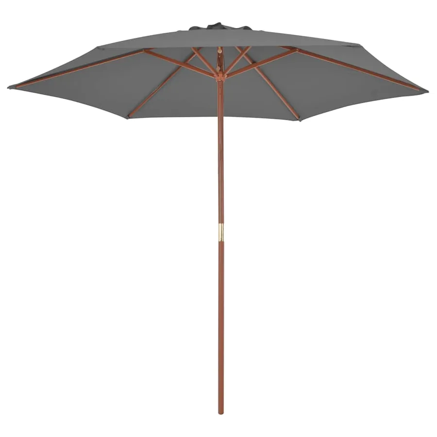 Parasol d'extérieur avec mât en bois 270 cm Anthracite - 2