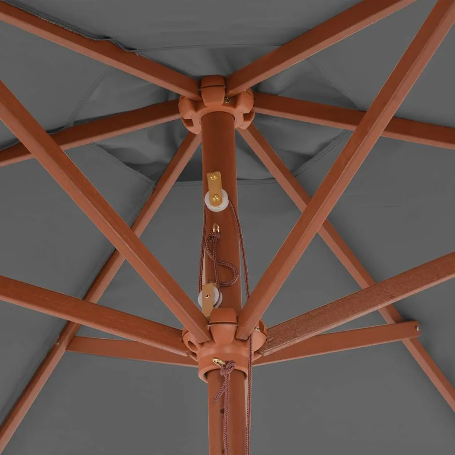Parasol d'extérieur avec mât en bois 270 cm Anthracite - 5