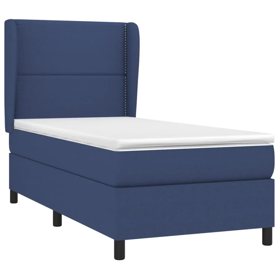 Sommier à lattes de lit avec matelas Bleu 100x200 cm Tissu - 3