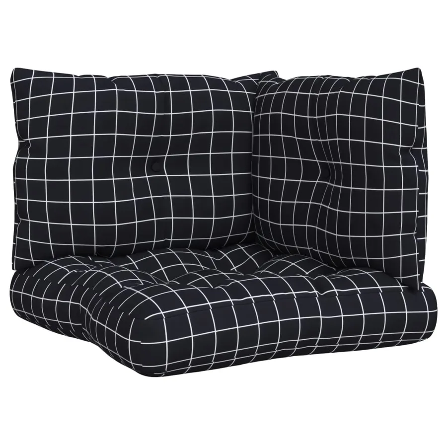 Coussins de palette lot de 3 motif à carreaux noir tissu Oxford - 2