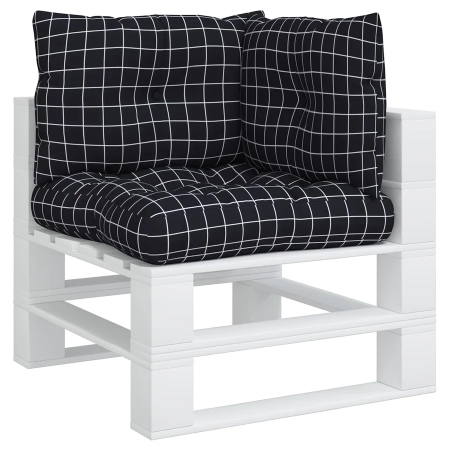 Coussins de palette lot de 3 motif à carreaux noir tissu Oxford - 3