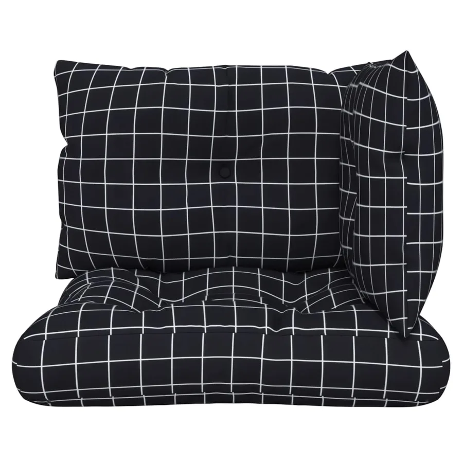 Coussins de palette lot de 3 motif à carreaux noir tissu Oxford - 4