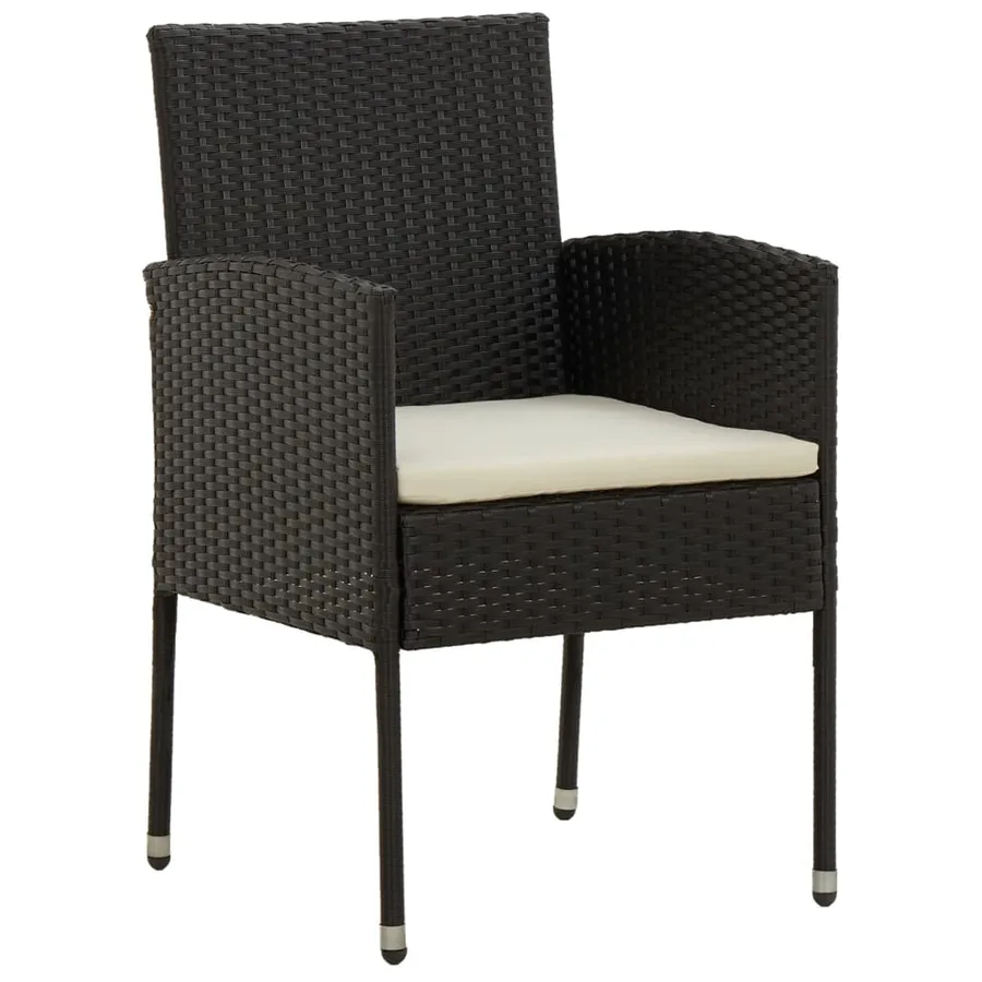 Mobilier à dîner d'extérieur 3 pcs Résine tressée Noir - 4