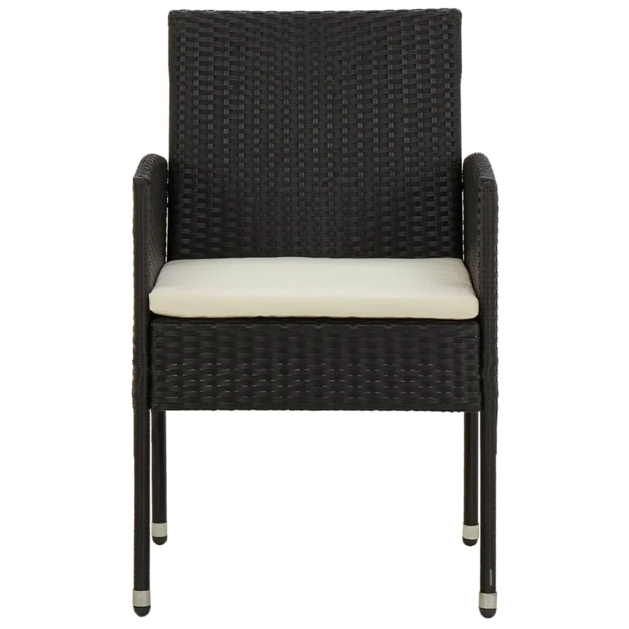 Mobilier à dîner d'extérieur 3 pcs Résine tressée Noir - 5
